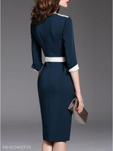 Round Neck Plain Bodycon Dress Commuting