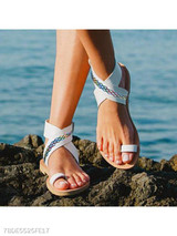 Bohemian Flat Ankle Strap Peep Toe Beach Casual Gladiator Sandals
