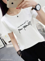 Round Neck Letters Printed Short Sleeve T-Shirts