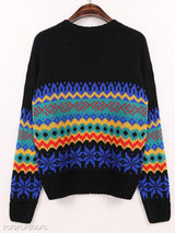 Round Neck Loose Fitting Bohemian Knit Pullover Round Neck Loose Fitting Bohemian Knit Pullover