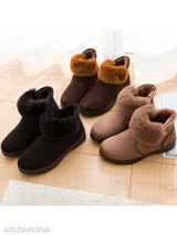 Plain Velvet Round Toe Casual Outdoor Short Flat Boots