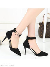 Plain Stiletto High Heeled Ankle Strap Point Toe Date Office Pumps