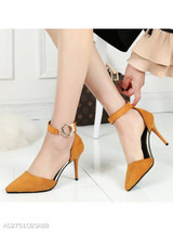 Plain Stiletto High Heeled Ankle Strap Point Toe Date Office Pumps