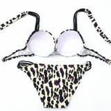 SEXY WOMEN PUSH UP SWIMWEAR PRINT HALTER BIKINI SWIMSUIT