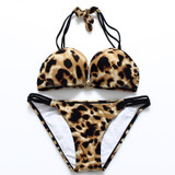 SEXY WOMEN PUSH UP SWIMWEAR PRINT HALTER BIKINI SWIMSUIT