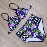 SEXY THIN STRAPS FLORAL PRINT BIKINI SET
