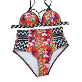 SEXY THIN STRAPS FLORAL PRINT BIKINI SET