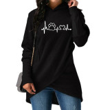 Women's Dog Paw Love Print Hoodies