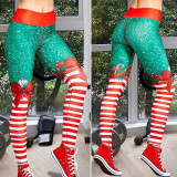 Sexy Yoga Pants Christmas 3D Santa Claus Printed Leggings High Waist Sports Leggings Fitness Women's Sports Tights