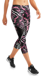 Women's Active Allover Print Performance Capri Legging with Mesh Inserts