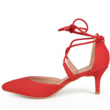 Brinley Co. Womens Pointed Toe Lace-up Ankle Strap Pumps