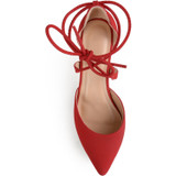 Brinley Co. Womens Pointed Toe Lace-up Ankle Strap Pumps