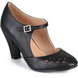 Brinley Co. Womens Cutout Round Toe Mary Jane Pumps