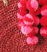 Red Luna Bag - Round Handwoven Straw Tote Bag with