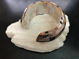 Tawny Mosaic Tile Abalone Shell Bangle Bracelet