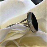 Sterling Silver Marquise Black Onyx Ring Size 7.75