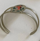 Vintage Alpaca Mexico Cardinal Cuff Bangle Bracelet