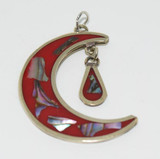 Alpaca Mexico Inlaid Abalone Silver Crescent Moon Pendant