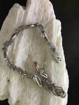 925 Sterling Silver Aquamarine Bracelet 8"
