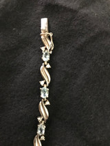 925 Sterling Silver Aquamarine Bracelet 8"