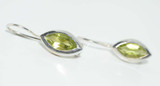 Silver Green Marquise Drop Earrings