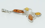 Sterling Silver Amber Butterfly Pendant 20" Bar Link Necklace