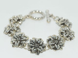 Sterling Silver Holiday Poinsettia Link Bracelet