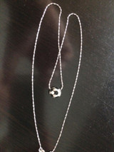925 Sterling Silver Soccer Ball Charm Pendant Necklace