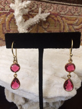 Designer Pear & Round Lolite 24k Gold Drop Dangle Earrings Amethyst