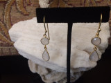 Designer Pear & Round Lolite 24k Gold Drop Dangle Earrings Amethyst