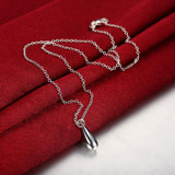 18K White Gold Raindrop Necklace- Compliment to Threader Teardrop Earrings