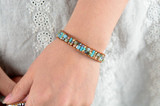 Bling Mixed Crystal Gold Beads Single Leather Wrap Bracelet Vintage Button Beaded Cuff Bracelet Women Boho Bracelet Dropship