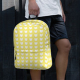 White Yellow Cat Head Pattern Backpack