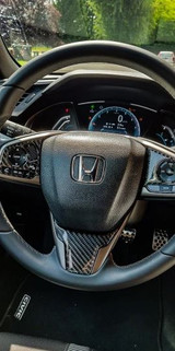2016+ Honda Civic Carbon Fiber Steering Wheel Trim