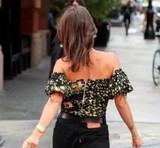 Off The Shoulder Puff Sleeve Floral Crop Top