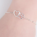 Top Selling Pet Bracelete Hollow Pet Paw Footprint Bracelets Cute Animal Tassut Cat Dog Love Heart Charm Bracelet for Women pulseras
