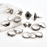 Set of 15 pieces Bohemian Gem Silver Ring