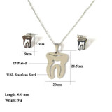 Tooth Pendant Necklace And Tooth Earrings Jewelry Set For Dentist Gift