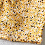 Daisy Print Shirred Two Piece Skirt Set