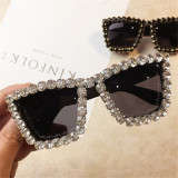 Women's Oversized Rhinestone Square Frame Sunglasses