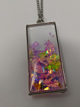Handmade Ice Crystal Flake Rectangle Necklace