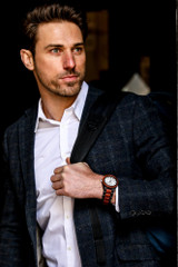Men's Custom Engrave Ebony & Rose Wooden Watch - Personalize Your Watch