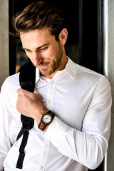 Men's Custom Engrave Ebony & Rose Wooden Watch - Personalize Your Watch