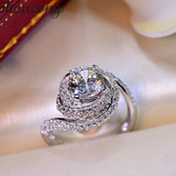 Women Fashion Jewelry ring 2ct AAAAA zircon cz 925 Sterling silver Cross Engagement Wedding Band Ring for women
