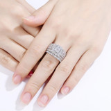 Wedding Rings For Women 4 Carats Cross Cut AAA Zirconia Classic Jewelry 925 Sterling Silver Engagement Ring Set