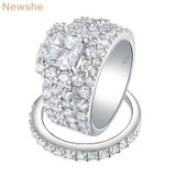 Wedding Rings For Women 4 Carats Cross Cut AAA Zirconia Classic Jewelry 925 Sterling Silver Engagement Ring Set
