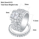 Wedding Rings For Women 4 Carats Cross Cut AAA Zirconia Classic Jewelry 925 Sterling Silver Engagement Ring Set