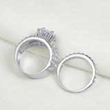 Wedding Rings For Women 4 Carats Cross Cut AAA Zirconia Classic Jewelry 925 Sterling Silver Engagement Ring Set