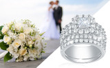 Wedding Rings For Women 4 Carats Cross Cut AAA Zirconia Classic Jewelry 925 Sterling Silver Engagement Ring Set