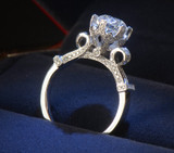 Solitaire Luxury Jewelry 925 Sterling Silver Round Cut AAA CZ Zirconia Simulated stones Engagement Women Crown Ring